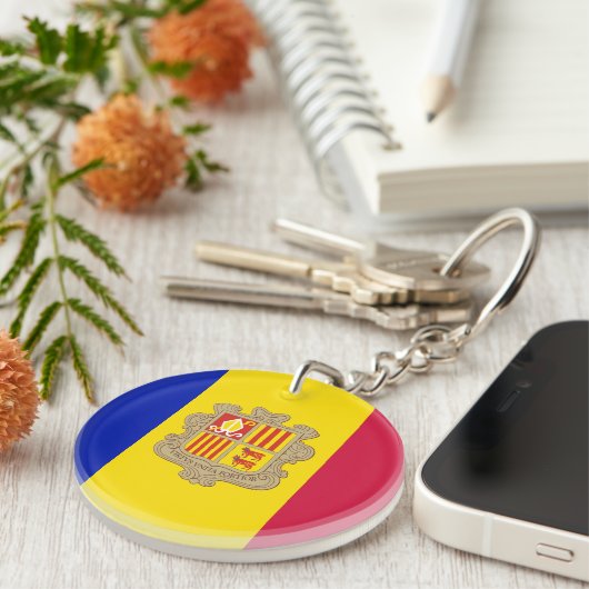 Patriottic Andorra Flag Sleutelhanger (Voorkant Rechts)