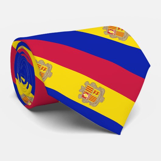 Patriottic Andorra Flag Stropdas (Opgerold)