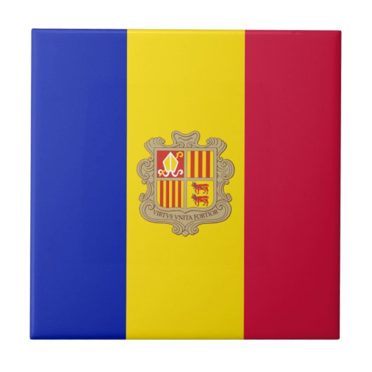 Patriottic Andorra Flag Tegeltje (Voorkant)