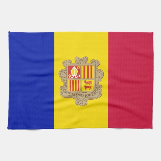 Patriottic Andorra Flag Theedoek (Horizontaal)