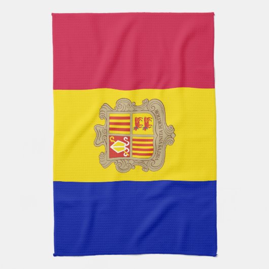 Patriottic Andorra Flag Theedoek (Verticaal)