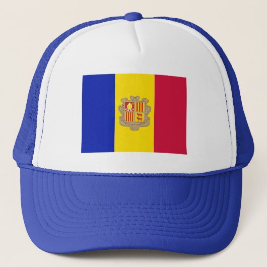 Patriottic Andorra Flag Trucker Pet (Voorkant)