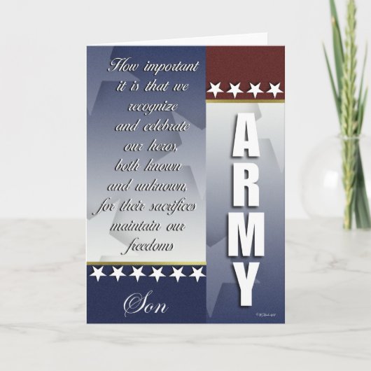 Patriottic Army Troop Support Card voor zoon Bedankkaart (Voorkant)