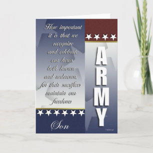 Patriottic Army Troop Support Card voor zoon Bedankkaart