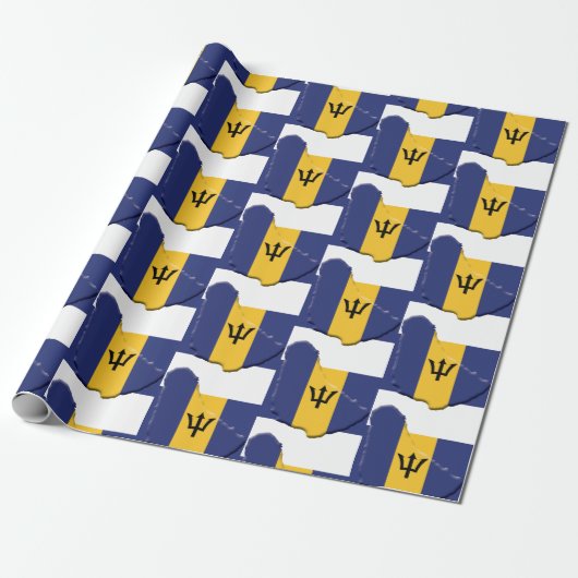 Patriottic BARBADOS FLAG MAP Cadeaupapier (Uitgerold)