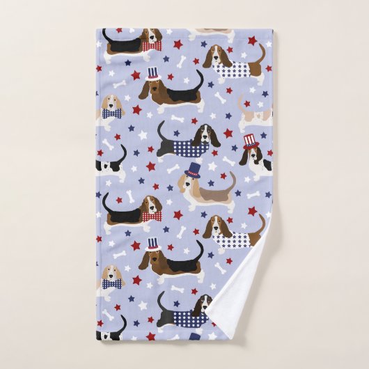 Patriottic Basset Hound Bath Towel Set Bad Handdoek (Handdoek)
