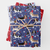 Patriottic Basset Hound Inpakpapier Vel (In situ)