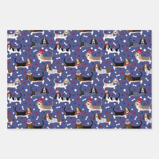 Patriottic Basset Hound Inpakpapier Vel (Voorkant)