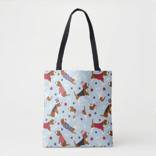 Patriottic Beagle Dog Patroon Tote Bag