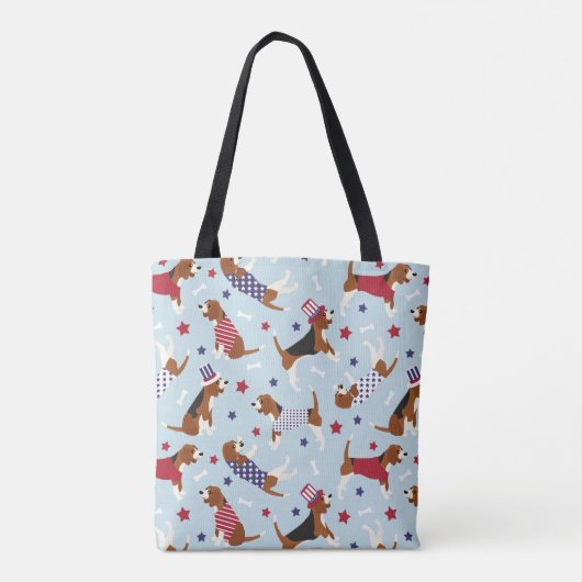 Patriottic Beagle Dog Patroon Tote Bag (Achterkant)