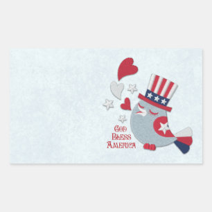 Patriottic Bird twittert God Bless America Rechthoekige Sticker