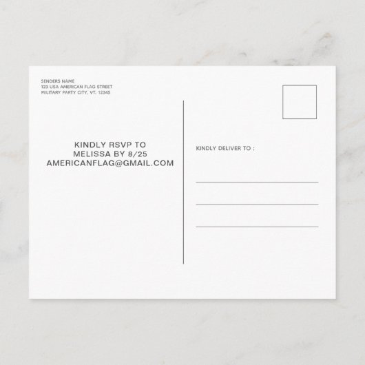 Patriottic Birthday American Flag Wood Uitnodiging Briefkaart (Achterkant)