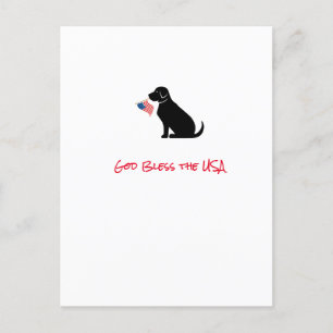 Patriottic Black Lab Dog Silhouette American Flag Briefkaart