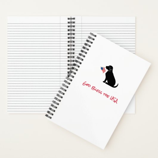 Patriottic Black Lab Dog Silhouette American Flag Notitieboek (Binnen)