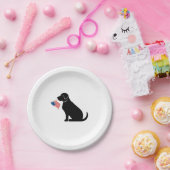 Patriottic Black Lab Dog Silhouette American Flag Papieren Bordje (Feest)