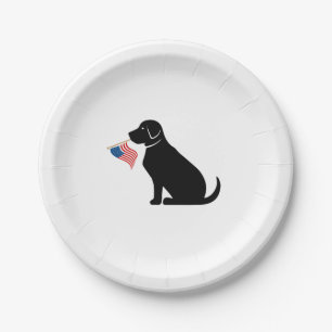 Patriottic Black Lab Dog Silhouette American Flag Papieren Bordje