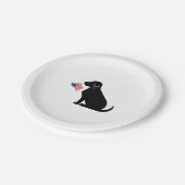 Patriottic Black Lab Dog Silhouette American Flag Papieren Bordje (Gekanteld)