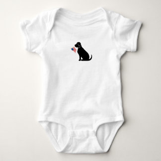 Patriottic Black Lab Dog Silhouette American Flag Romper