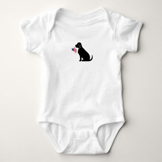 Patriottic Black Lab Dog Silhouette American Flag Romper (Voorkant)