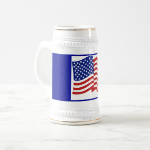 Patriottic Blue Gold US Flag Beer Stein Bierpul