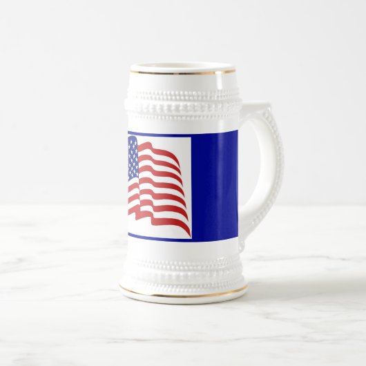 Patriottic Blue Gold US Flag Beer Stein Bierpul (Voorkant rechts)