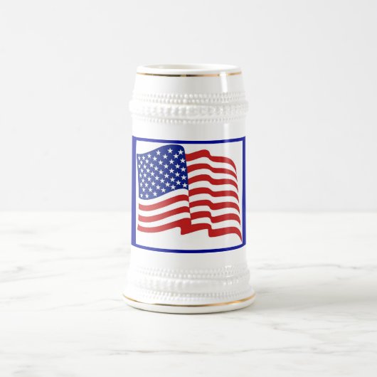 Patriottic Blue Gold US Flag Beer Stein Bierpul (Center)