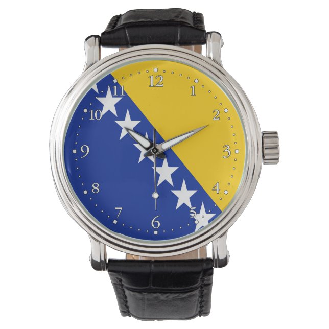 Patriottic Bosnië Herzegovina Flag Wrist Watch Horloge (Voorkant)