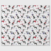 Patriottic Boston Terrier Dog Wrapping Paper Cadeaupapier (Vlak)