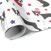 Patriottic Boston Terrier Dog Wrapping Paper Cadeaupapier (Rol Hoek)