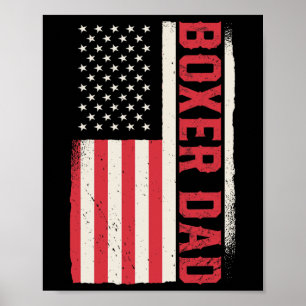 Patriottic Boxing Coach Boxer Dad American Flag Poster