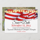 Patriottic Bunting Custom Photo Save the Date Aankondiging (Voorkant / Achterkant)