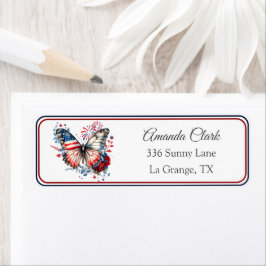 Patriottic Butterfly USA Flag Address Label