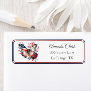 Patriottic Butterfly USA Flag Address Label