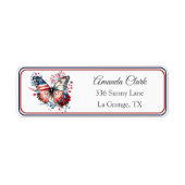 Patriottic Butterfly USA Flag Address Label (Voorkant)