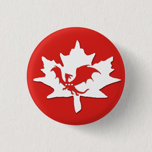 Patriottic Canadian Dragon Red Ronde Button 3,2 Cm (Voorkant)