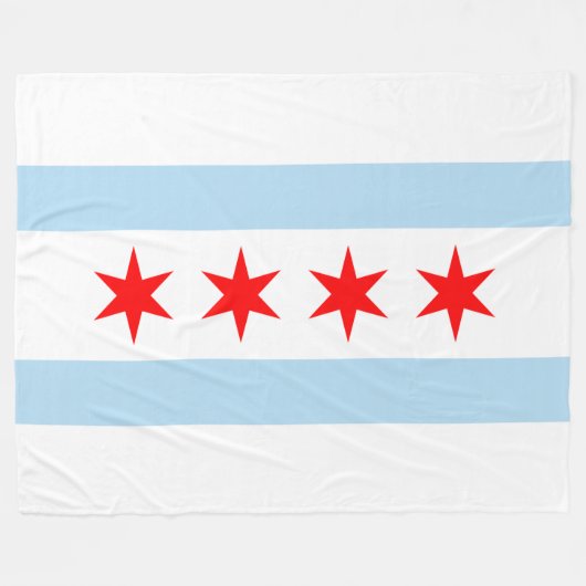 Patriottic Chicago Flag Fleece Deken (Voorkant (Horizontaal))