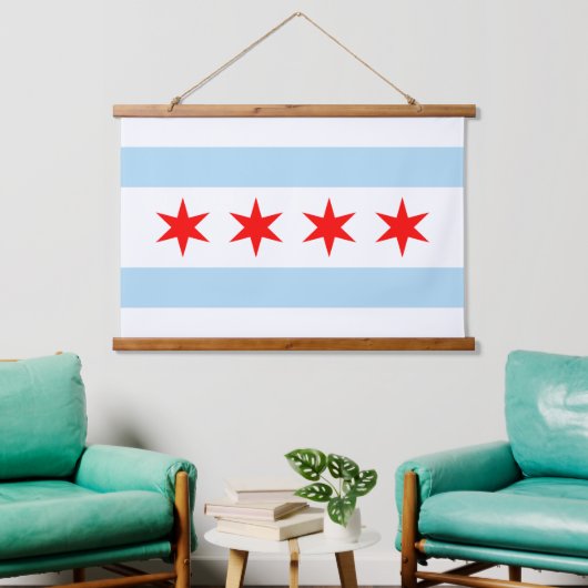 Patriottic Chicago Tapestry, Chicago Flag Hangend Wandkleed (Woonkamer)