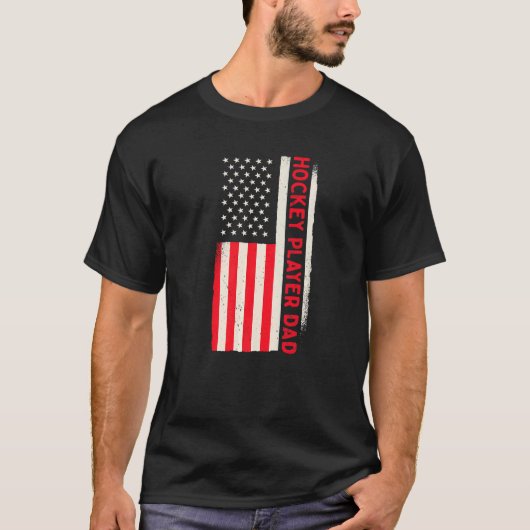 Patriottic Coach Hockey Player Dad American Flag T-shirt (Voorkant)