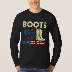 Patriottic Cowgirl Boots Bling Southern Western Co T-shirt