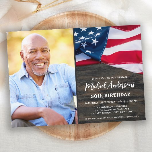 Patriottic Custom Foto US American Flag Birthday Kaart