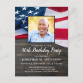 Patriottic Custom Photo American Flag Birthday Briefkaart (Voorkant)