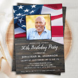 Patriottic Custom Photo American Flag Birthday Kaart<br><div class="desc">Uitnodigingen van Amerikaanse vlaggen-Birthday-partij. Nodig vrienden en familie uit voor de viering van je patriottische verjaardag met deze moderne Amerikaanse vlaggenuitnodigingen. Pas deze Amerikaanse vlaguitnodiging met uw gebeurtenis, foto, naam, en partijdetails aan. Bekijk ons collectie voor overeenkomende patriottische verjaardagsgeschenken, feestelijke gunsten en benodigdheden. COPYRIGHT © 2021 Judy Burrows, Black Dog...</div>