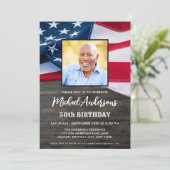 Patriottic Custom Photo USA American Flag Birthday Kaart (Staand voorkant)