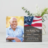 Patriottic Custom Photo USA American Flag Birthday Kaart (Staand voorkant)