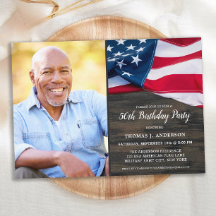 Patriottic Custom Photo USA American Flag Birthday Kaart