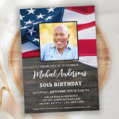 Patriottic Custom Photo USA American Flag Birthday Kaart