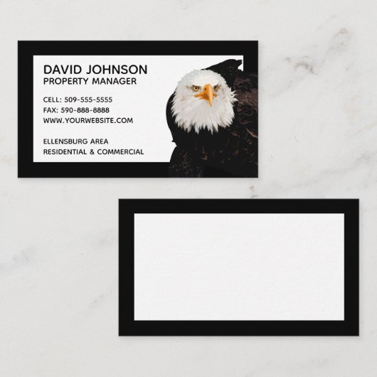Patriottic Eagle Property Manager Bold Black Borde Visitekaartje (Voorkant / Achterkant)