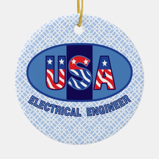 Patriottic Electrical Engineer Keramisch Ornament (Voorkant)