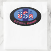 Patriottic Electrical Engineer Ovale Sticker (Tas)