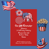 Patriottic Elephant American Flag Birthday Firewor Kaart